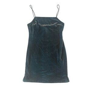 TOPSHOP Metallic Teal Blue Green Camisole Slip Mini Dress Size 4